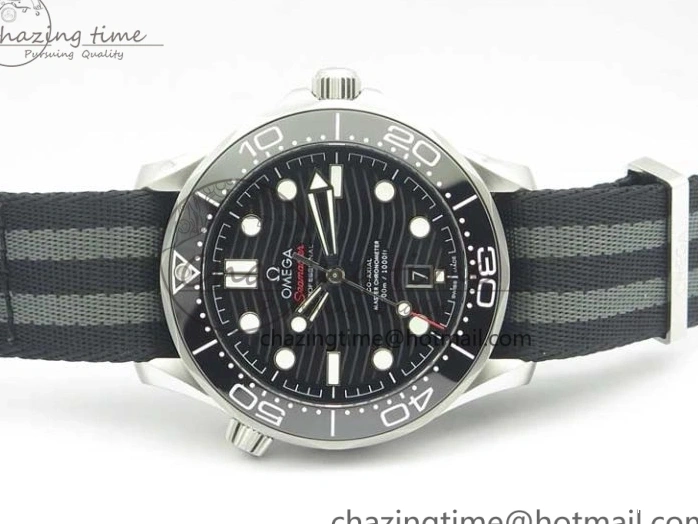 0113 2018 Seamaster Diver 300M VSF Best Edition Black Ceramic Dial on Black Gray Nato Strap A Unique 8057